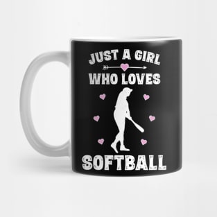 Girl Who Loves Softball Baseball Player Mug